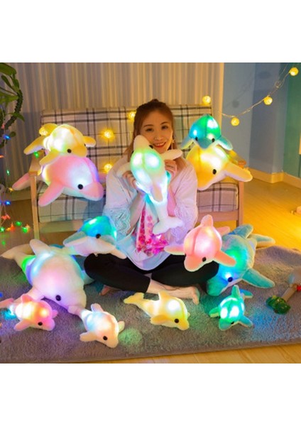 32CM Sevimli Yaratıcı Yunus Bebek Peluş Oyuncak Parlak Işıltılı LED Işık Yastık Yastığı (Yurt Dışından) fiyatları