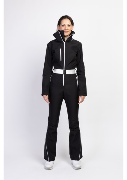 Sd Beyaz Fermuarlı Siyah Kayak Tulumu modelleri