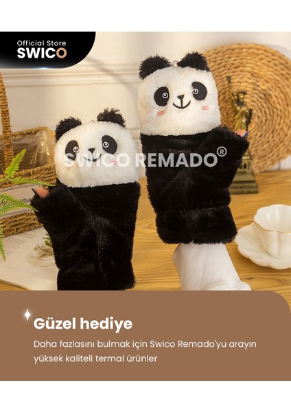 Panda Modeli Peluş Bayan Eldiven - Beyaz (Yurt Dışından)