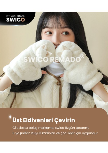 Swico Remado Kadınlar İçin Sevimli Peluş Eldivenler - Haki (Yurt Dışından)