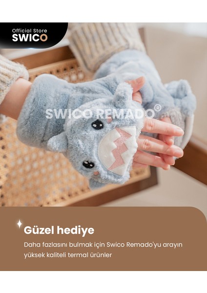 Swico Remado Köpekbalığı Model Peluş Kadın Eldiven - Mavi (Yurt Dışından)