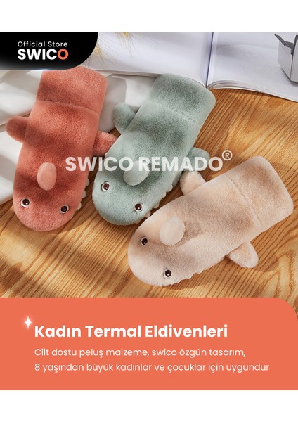 Swico Remado Köpekbalığı Model Peluş Kadın Eldiven - Turuncu (Yurt Dışından)