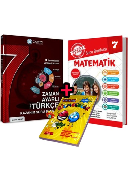 Çanta Yayınları 7. Sınıf Türkçe Etkinlikli Kazanım Soru Bankası+Matematik soru+Bilmece kitabı