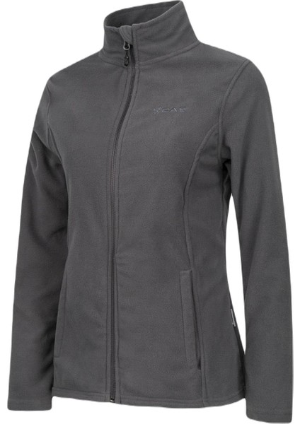 Peridot Tam Fermuarlı Kadın Polar Sweatshirt Antrasit