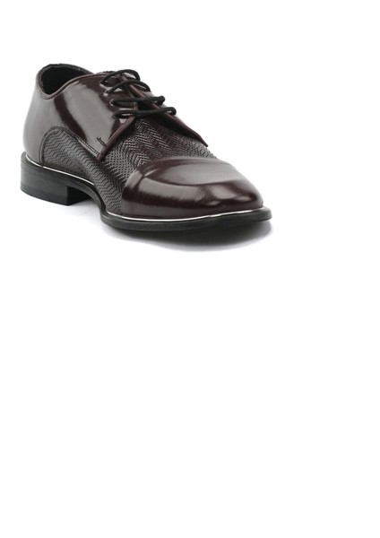 Erkek Bordo Morven Neolit Iğne Baskı Classic Rugan Ayakkabı