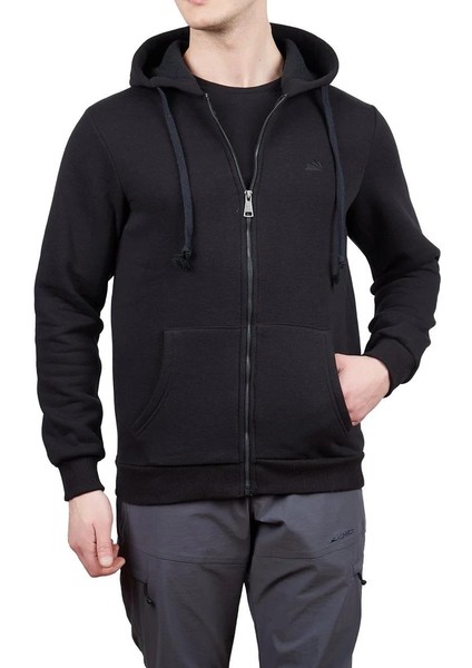Covert Tam Fermuarlı Erkek Sweatshirt M Beden Siyah