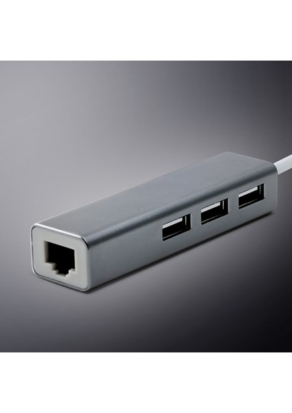 USB 3.0 3-Port Hub ve Gigabit Ethernet Adaptör Ikisi Bir Arada USB Adaptör - Alüminyum Kasa