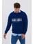Erkek Oversize Baskılı Basıc S-Shırt-Lacivert 2