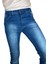 Erkek Dar Kesim Boru Paça Denim Likralı Mavi Kot Pantolon 2