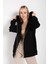 Kadın Siyah Oversize Pusula Sırt Baskılı Hırka Sweatshirt 3