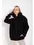 Kadın Siyah Oversize Fermuarlı Hırka 1