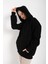 Kadın Siyah Oversize Fermuarlı Hırka 4