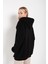 Kadın Siyah Oversize Fermuarlı Hırka 5