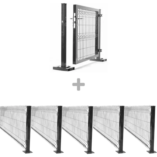Telfence 5 ‘li Panel Çit Takım Antrasit (12.5 Mt) + Panel Çit Göbek Kilitli Kapı Avantaj Paketi