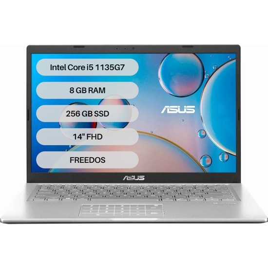 Asus X415EA-EB976 Intel Core i5 1135G7 8GB 256GB SSD Freedos 14" FHD Taşınabilir Bilgisayar