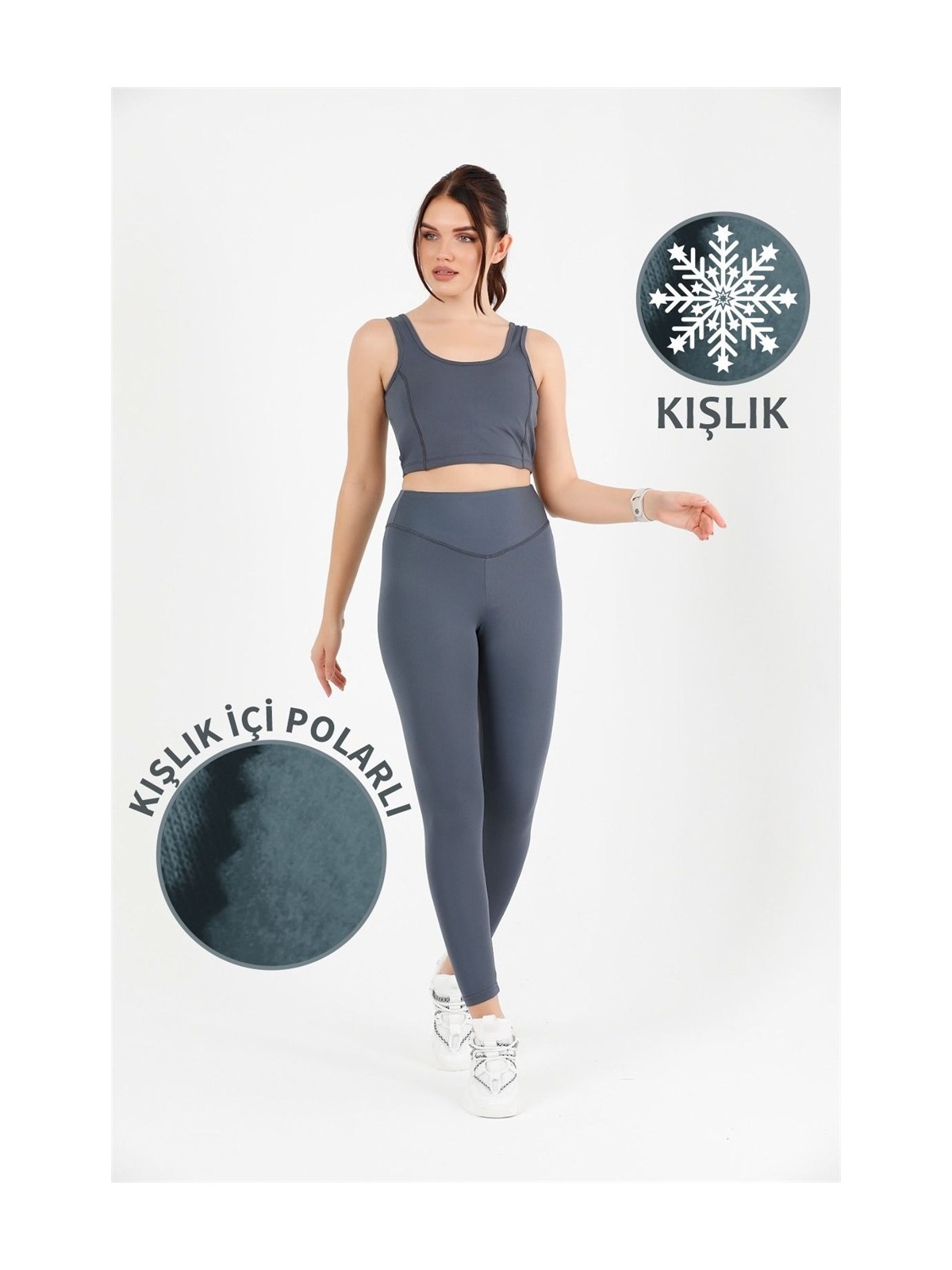 Miss Maral Kadın Koyu Kahve Içi Polarlı Kışlık Yüksek Bel Tam Boy Tayt Dalgıç Kumaş 1024 - Görsel 4