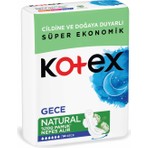 Kotex Natural Gece Pamuk Hijyenik Ped 14'lü Hızlı Emici Pamuksu Üst Yüzey ile Koruma