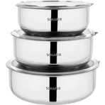 Schafer Practi Çelik Saklama Kabı 3 Lü (16-18-20 cm) -6 Parça-İnox