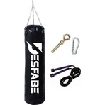 Desfabe Boxing Star 70X25 cm Zincirli Boks Kum Torbası Siyah+Askı Aparatı+Atlama Ipi