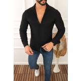 En Moda Erkek Şerit Desenli Pamuklu Kışlık Uzun Kollu Gömlek