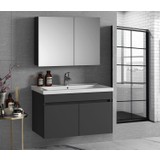 Alfa Banyo Viola 80 cm Antrasit -Mdf Hazır Kurulu Aynalı Banyo Dolabı Lavabolu Banyo Dolabı Takımı