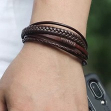 Reggente El Yapımı Hakiki Deri Bileklik Kahverengi