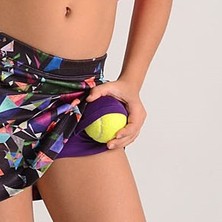 Smash & Slice Kız Çocuk Antrenman Spor Taytlı Tenis Eteği - Renkli Baskılı-Mort Tayt