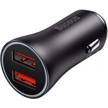 Baseus 60W Ultra Hızlı 2 USB Çıkışlı Araç Çakmaklık Şarj Adaptörü, 12V-24V Uyumlu Araç Şarj Başlığı