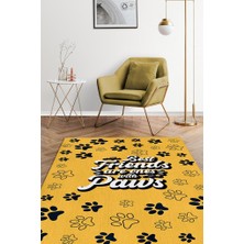 Homshtag Patili Dostlar Sarı Siyah Renkli Halı Kedi Figürlü Salon Halısı Modern Genç Odası Halısı