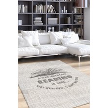 Homshtag Kitapsız Gün Düşünemem Pamuklu Dokuma Tabanlı Yıkanabilir Kaymaz Dekoratif Kitap Sever Halısı