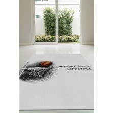 Homshtag Basketbol Hayatı Pamuklu Dokuma Tabanlı Yıkanabilir Kaymaz Dekoratif Basketbol Sever Halısı