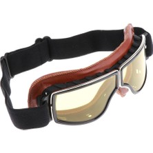 Strade Store Harley Kask Pilot Binicilik Için Vintage Sarı Lens Motosiklet Binicilik Gogle (Yurt Dışından)