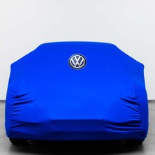 Teksin Volkswagen Phaeton Mavi Otomobil Kumaş Logolu Penye Oto Örtüsü