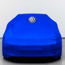 Teksin Volkswagen Polo 5 (2009-2017) Mavi Otomobil Kumaş Logolu Penye Oto Örtüsü