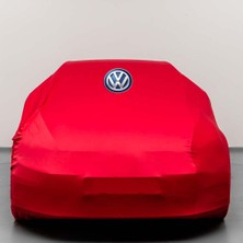 Teksin Volkswagen Golf 6 (2008-2012) Kırmızı Otomobil Kumaş Logolu Penye Oto Örtüsü