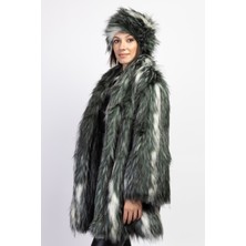 Elifim Moda Tasarım Sd Yeşil Kürk Ceket Üçlü Takım