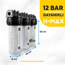 H-Max Proper Tortu, Klor ve Kireç Önleyici 10 Inç 3lü Daire Girişi Arıtma Cihazı - 0032