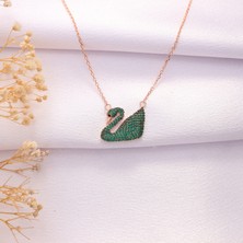 Miavi Silver 925 Ayar Gümüş Yeşil Taşlı Kuğu Kolye