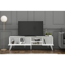 Mobilya Gezegeni Pearl Tv Ünitesi 160 cm Beyaz-Gümüş