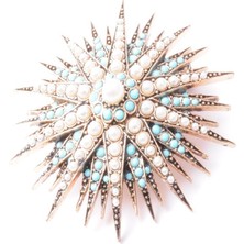 PIERPARIS Broş Yıldız Otantık Desenli Bronz Kristal Taşlı