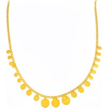 Pullu Taşlı Sallantılı Gümüş Kolye