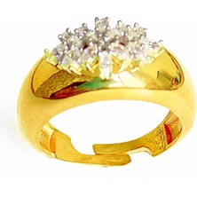 Mistik Silver Beyaz Baget Taşlı Gümüş Papatya Yüzük