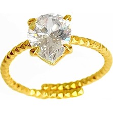 Mistik Silver Beyaz Renk Kalp Doğal Taşlı Gümüş Yüzük