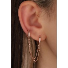 Mistik Silver Çift Zincirli Gümüş Zincir Küpe