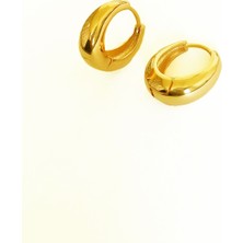 Mistik Silver Taşsız Gümüş Oval Halka Küpe