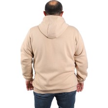 Mocgrande Büyük Beden Unisex Kapüşonlu 3ip Sweat 11701 Bej