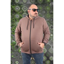 Mocgrande Büyük Beden Unisex Kapüşonlu 3ip Sweat 11701 Taba