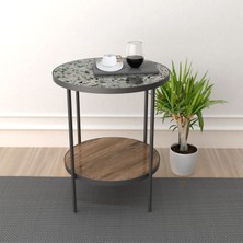 Materia Ahşap Modern Sehpa. Metal Ayaklı Sehpa,ahşap Mobilya,mozaik Desenli