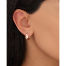 Mistik Silver Tek Sıra Taşlı Gümüş Küpe