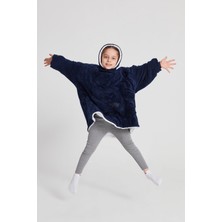 Poffy Çocuk Oversize Giyilebilir Battaniye Tek Beden Çok Rahat 12 Yaş Altı Unisex Hoodie Peluş Kapüşonlu Sweatshirt